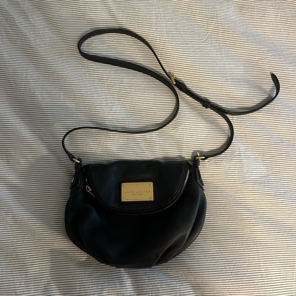 Marc Jacobs Black Crossbody Bag with Gold Hardware